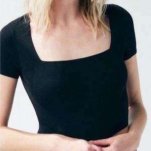 Lottie Moss Ribbed Square Neck Crop Top